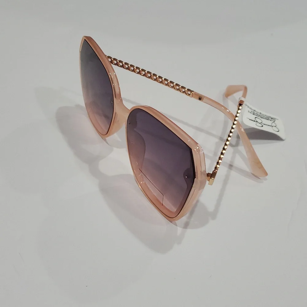 Jessica Simpson J6199 pink gold‎ chainlink style metal arms oval sunglasses new